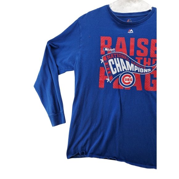 CHICAGO CUBS Shirt Men's Long Sleeve Crew Neck MLB Baseball Blue Extra Large - Picture 2 of 6